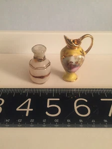 MINIATURE hand blown glass VASE - MINT Artisan unsigned+ LIMOGES gilded pitcher - Picture 1 of 9