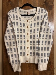 Sundance Womens Checkered Cream Cardigan Lambswool Cashmere Angora XL - Picture 1 of 6