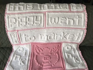 READY TO SHIP—Hand Crochet “This Little Piggy Went To Market” Childs Blanket - Picture 1 of 9