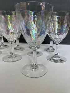 Fostoria Crystal Pearl Shell Iridescent Water Wine Goblet Glass 6 1/8” - Picture 1 of 16