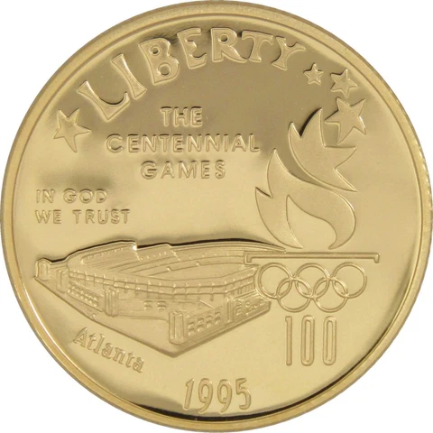 XXVI Olympiad Stadium Commemorative 1995 W 90% Gold Proof $5 Coin Cover