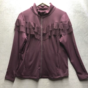 LIVI Active Women's Athletic Jacket Size 14/16 Plum Purple Full Zip Ruffle Mesh - Picture 1 of 14