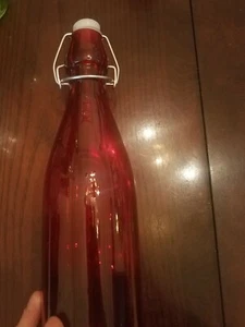 Klarsichtflasche mit Stopfen 10,5 cm hoch rot - Bild 1 von 4