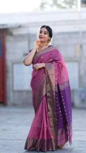 Hermosa Blusa Sari de Seda Nupcial de Diseñador Étnico del Sur de la India Sari Bollywood P - Imagen 1 de 6