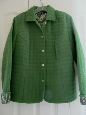 Abrigo Chaqueta Acolchada Briggs New York Verde Talla 14 Forro Cachemira Ligero Foto 1 de 4
