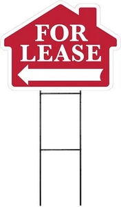 Large (18"x24") Home For Lease - RED - House Shaped Sign Kit with Stand - Picture 1 of 1
