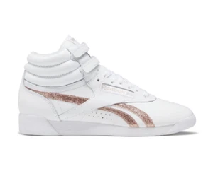 REEBOK GW9657 F/S HI Wmn`s (Medium) White/Rose Gold Leather Lifestyle Shoes - Picture 1 of 6