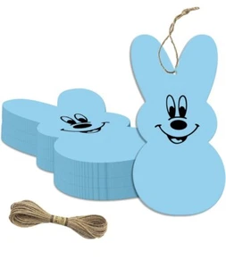 50pcs Bunny Easter Paper Hanging Gift Tag with Strings Decoration Party Supplies - Picture 1 of 6