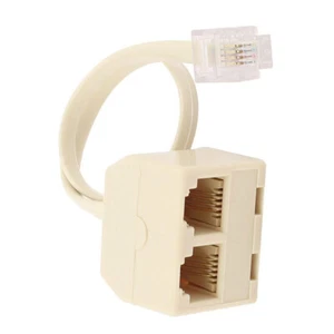 RJ11 6P4C Line Splitter Adapter Male to Female 2 Way Outlet Telephone Jack - Afbeelding 1 van 6