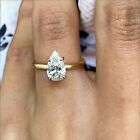 14K Yellow Gold Lab Created Diamond Engagement Ring  1ct VS1 F Hidden Halo Women