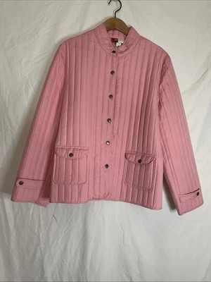 Chaqueta acolchada a presión rosa para mujer JM Collection forrada 14, 2 bolsillos delanteros Foto 1 de 4