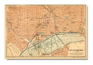 RICHMOND MAP 1909 Original Map VIRGINIA map USA - Picture 1 of 13