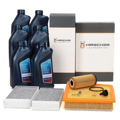 HIRSCHER Filterset 3-tlg 6L ORIGINAL 5W30 für BMW F45 F46 X1 F48 B38 B48 B37 B47
