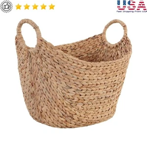 Cesta de almacenamiento de jacinto de agua extra grande organizadora decorativa con asas tejidas - Imagen 1 de 7