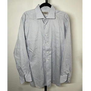 Camisa de vestir CANALI para hombre impecable a cuadros talla 44/17,5 beige algodón manga larga - Imagen 1 de 7