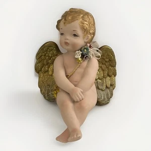 Angel Sitter By Phyllis Parkins Flowers Corsage Gold Tone Sparky Wings & Cord - Picture 1 of 12
