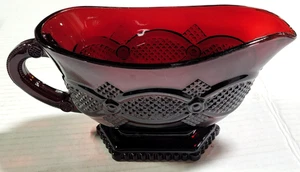 AVON - 1876 Cape Cod Collection Ruby Red - Footed Gravy - Sauce Boat - Picture 1 of 5