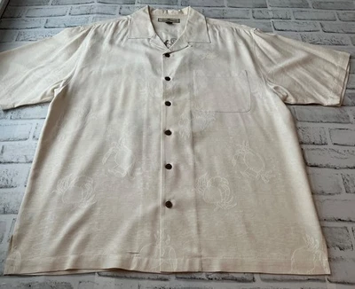 TOMMY BAHAMA MENS 'ZEN & NOW' HAWAIIAN OFF WHITE SILK ALOHA CAMP SHIRT L NWOT - Image 1 of 4