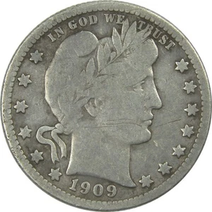 1909 O Barber Quarter F Fine Details Silver 25c Coin SKU:I15243 - Picture 1 of 4