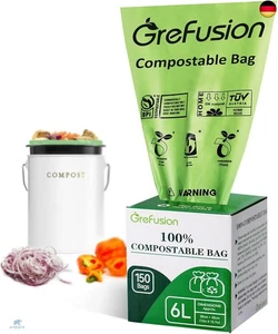 GreFusion Biomüllbeutel 6 Liter x 150 Kompostierbare Bio Müllbeutel abbaubarer K - Bild 1 von 5