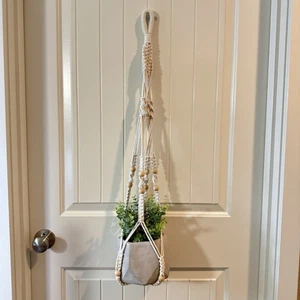 Makramee Pflanzenhänger Handarbeit Baumwolle Seil Halter hängend Pflanzgefäß Blumentöpfe 35" - Bild 1 von 3