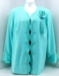 Harmony New York Pale Green 2 Pc. Top (Jacket and Cami) Set. Size 18. - Picture 1 of 12