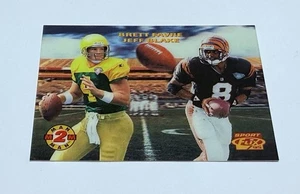 1995 Pinnacle Sport Flix Brett Favre & Jeff Blake 11 of 12 Man 2 Man - Picture 1 of 2