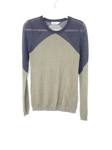 AIKO womens size M black green mesh woven thin metallic knit color block sweater - Picture 1 of 4