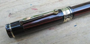 New Bexley DecoBand Woodgrain Ebonite 14k Gold Trim Ftn Pen - MEDIUM 14k Nib - Picture 1 of 12