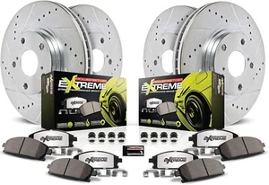Power Stop K2557-26 Front and Rear Z26 Carbon Fiber Brake Pads with Drilled & Sl - Picture 1 of 7