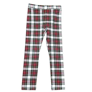 J. Crew Crew Cuts Leggings Girls Size 5 White Red Plaid Full Length - Picture 1 of 3