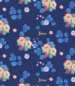 "He Is Risen" Religious, Faith, Easter Fabric Cotton•1 yd•BTY•Blue/MltiFast Ship - Picture 1 of 3