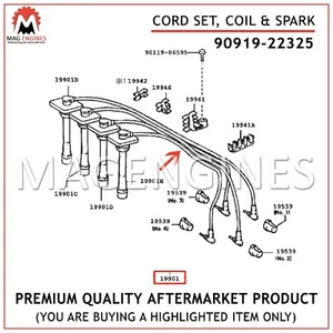90919-22325 CORD SET, COIL & SPARK, W/RESISTIVE TOYOTA 4E-FE 5E-FE 1.3L & 1.5L - Picture 1 of 1