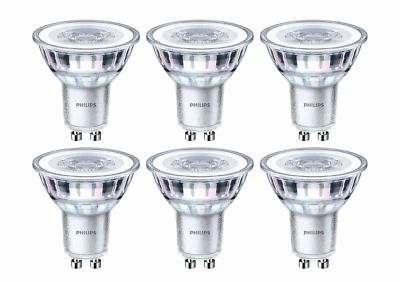 GU10 Philips LED 4.6w 390lm 50w Equivalent COOL WHITE Spotlight 6 Pack - Image 1 of 4