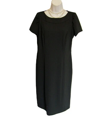 Classic Black Dress Size 10 Knit AB Studio Solid LBD Career Work Basic Business - Image 1 of 4
