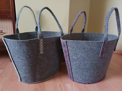 *HANDMADE* stabiler Filzkorb grau mit Wunschfarbe - individuell gefertigt - Bild 1 von 4