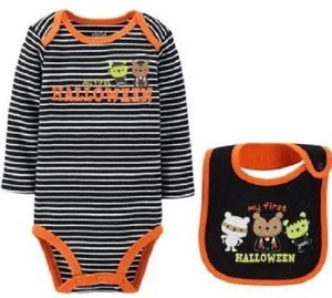 New Carters Child Of Mine My First Halloween Romper Bib Set Newborn Bodysuit 1st - Picture 1 of 3