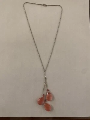 Collar de cadena de plata de ley 925 con piedras de acento rosa - Joyería Foto 1 de 4