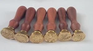 Lot Of 6 Seal Stamps  Wax Olive Rosemary Celtic - Picture 1 of 9