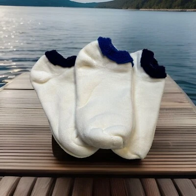 3 Pack! Women's VTG White Ankle Socks Low Cut Acrylic Blend Roll Top Size 9-11 - Image 1 of 4