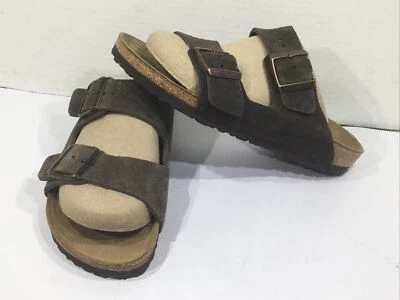 Birkenstock Womens Size 7 EU 38 Narrow Arizona Mocha Suede Slides Y23-301 - Image 1 of 4