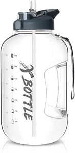1 Gallon Water Bottle with Straw & Chug lid, BPA Free 128 Ounces, Clear - Picture 1 of 7
