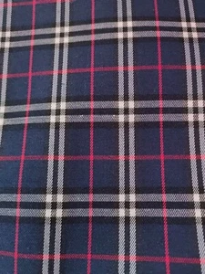 Scotch Navy Plaid Woven Cotton Fabric Famous Designer Fabric Inspired - Picture 1 of 2