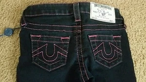 Neu mit Etikett True Religion Mädchen Skinny Jeans, Größe 3T, Allover Fuschia - Bild 1 von 5