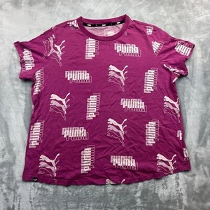 Puma All Over Print Logo T-Shirt Damen Gr. XL* Lila 3D Effekt Größenetikett Missin - Bild 1 von 6