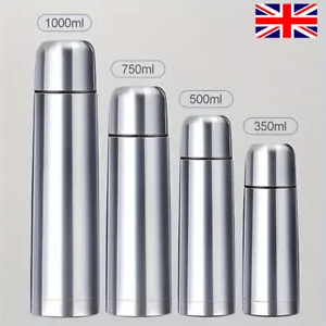 Stainless Steel Vacuum Flask Hot Cold Tea Drink Thermos Camping Travel - Picture 1 of 13