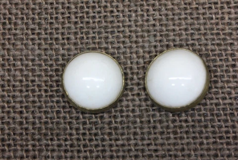 2 Old Picture Nail Screw Head Covers Hangers White Porcelain Vintage 3/4” Cover