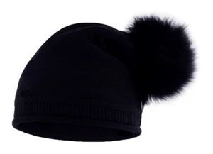 Damen Strickmütze mit Fell-Bommel, Strick-Beanie Bommelmütze Neverless® - Bild 1 von 5