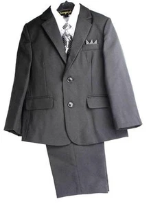 Toddler Kid's-Boy's Black Formal Party Suit Set Dress Shirt Pants Vest Tie 6600 - Picture 1 of 1
