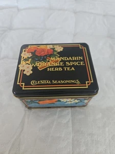 Caja de lata de té Celestial Seasonings 1982 de colección vacía mandarina naranja anuncio de especias (T32) - Imagen 1 de 8